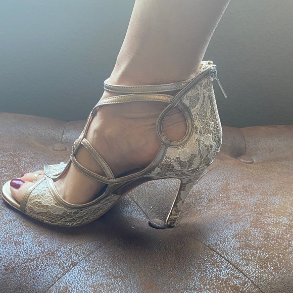 Ivanka Trump Silver Strappy Heels - Picture 3 of 6